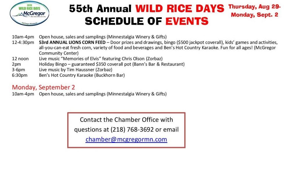 Wild Rice Days McGregor Chamber